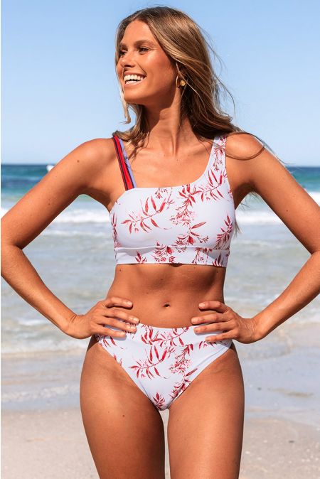 Kamoni Bikini Taille Haute Imprimé Blanc